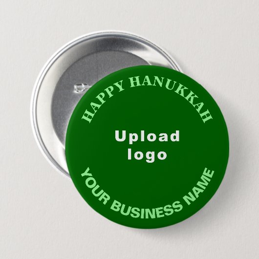 Hanukkah Gruß auf grünem Runder Button (Vorne & Hinten)