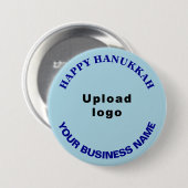Hanukkah Gruß auf Light Blue Round Button (Vorne & Hinten)