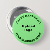 Hanukkah Gruß auf Light Green Round Button (Vorne & Hinten)