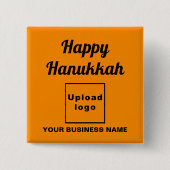 Hanukkah Gruß auf Orange Color Square Button (Vorderseite)