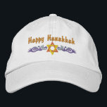 Hanukkah Gruß Bestickte Baseballkappe<br><div class="desc">Hanukkah Design verfügt über einen goldenen Stern von David mit blauen Wirbel. Im obigen Text steht Happy Hanukkah, ist aber optional und kann von Ihnen angepasst oder gelöscht werden.</div>