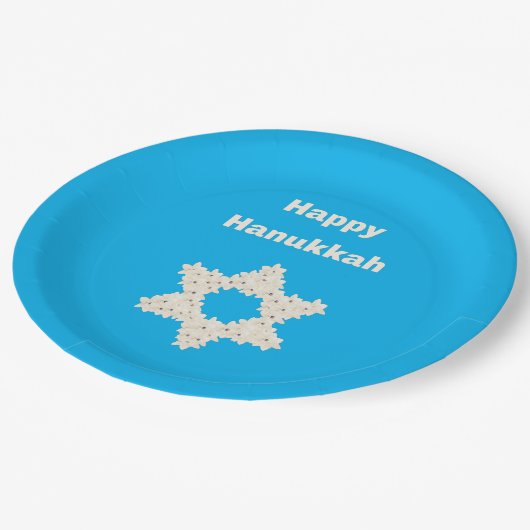 Hanukkah Gruß mit Blume Pappteller (Schrägansicht)