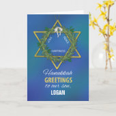 Hanukkah Grüße an Son Star von David Gold Look Karte (Gelbe Blume)