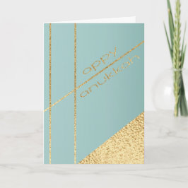 Hanukkah Grußkarte Elegante Türkis N Gold Feiertagskarte