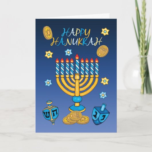 Hanukkah Grußkarte mit Menorah Feiertagskarte (Vorderseite)