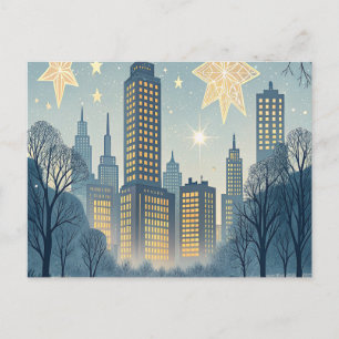 Hanukkah-Grußkarte mit Stadt-Silhouette Postkarte