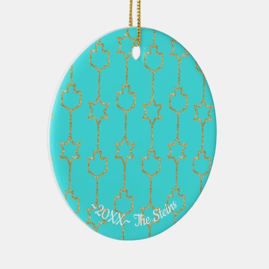 Hanukkah "Hanging Gold Charms" Circle Ornament (Rechts)