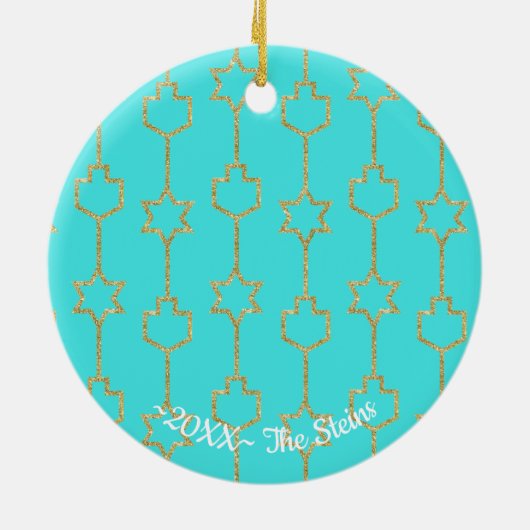 Hanukkah "Hanging Gold Charms" Circle Ornament (Hinten)