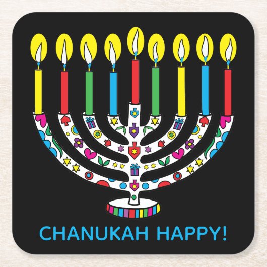 Hanukkah Hanukkiah Colorful Menorah Rechteckiger Pappuntersetzer (Vorderseite)