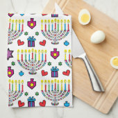 Hanukkah Hanukkiah Light und hell Geschirrtuch (Viertel Falte)