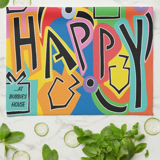 Hanukkah Happy Bright Art Geschirrtuch (Gefaltet)