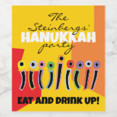 Hanukkah Happy Bright Art Weinetikett (Einzelnes Label)