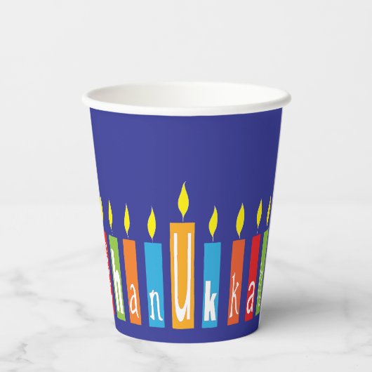 Hanukkah Happy Candles 8 oz. Pappbecher (Rückseite)