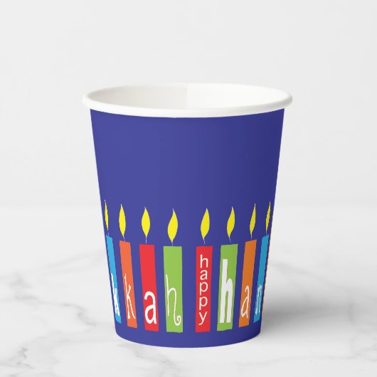 Hanukkah Happy Candles 8 oz. Pappbecher (Links)