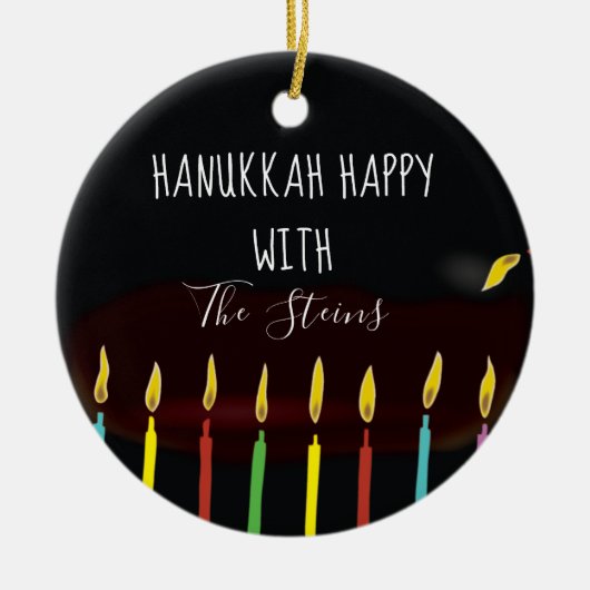 Hanukkah Happy Colorful Menorah Candles Keramik Ornament (Vorne)