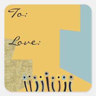 Hanukkah Happy Dancing Candles Quadratischer Aufkleber