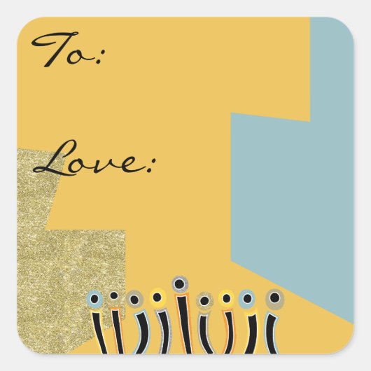 Hanukkah Happy Dancing Candles Quadratischer Aufkleber (Vorderseite)