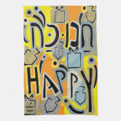 Hanukkah Happy Glitzy Art Geschirrtuch (Vertikal)