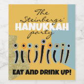 Hanukkah Happy Glitzy Art Weinetikett (Einzelnes Label)