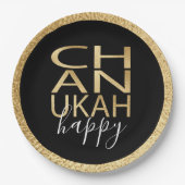 Hanukkah Happy Gold Letters Pappteller (Vorderseite)
