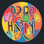 Hanukkah Happy Happy Stickers (1 1/2"/3")<br><div class="desc">Hanukkah Happy Bright Art Holiday Aufkleber. Wählen Sie aus 1 1/2" und 3" Aufklebern. Danke, dass du angehalten und eingekauft hast! Ihr Geschäft ist sehr geschätzt! Happy Hanukka! Form: Klassischer Round Sticker Machen Sie Ihren einzigartigen Style-Stick, indem Sie für jeden Anlass individuelle Aufkleber erstellen! Von besonderer Post bis hinzu Bastel-...</div>