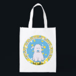 Hanukkah Happy mit Blue Lambie Wiederverwendbare Einkaufstasche<br><div class="desc">Hanukkah Happy mit Blue Lambie, weiße 2-seitige Tasche. Alle Designelemente können bearbeitet werden. Alle bearbeitbaren Texte können gelöscht und durch eine eigene Nachricht ersetzt werden. Verwenden Sie Ihre Lieblingsfarbe, Schriftart und Stil. Happy Hanukkah/Chanukah! Stil: Wiederverwendbare Beutel Grün gehen und retten den Planeten mit unserer wiederverwendbaren Lebensmitteltasche! Diese Tasche ist aus...</div>