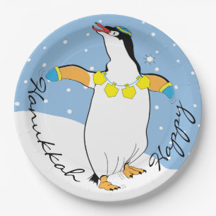 Hanukkah Happy Penguin Pappteller