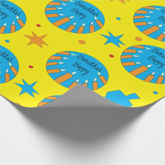 Hanukkah Happy Wrapping Paper/Orange Candles Geschenkpapier (Ecke)