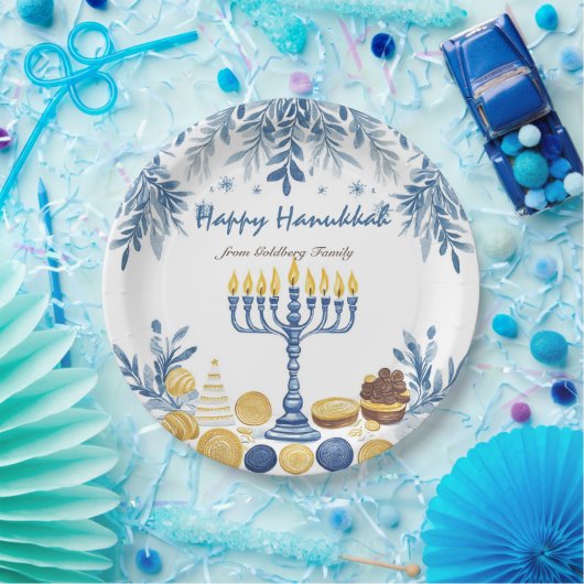Hanukkah Harmony, Aquarell Pappteller (Party)