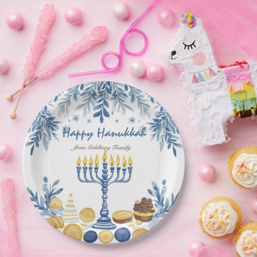 Hanukkah Harmony, Aquarell Pappteller (Party)
