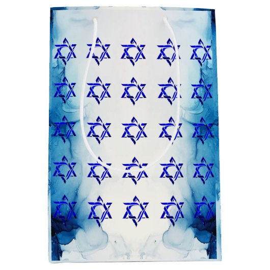 HANUKKAH HEBREW STARS Geschenktasche personalisier Mittlere Geschenktüte (Vorderseite)