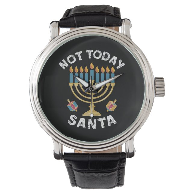 Hanukkah heute nicht Santa jüdische Chanukah Armbanduhr (Vorderseite)