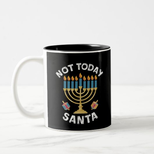 Hanukkah heute nicht Santa jüdische Chanukah Zweifarbige Tasse (Links)