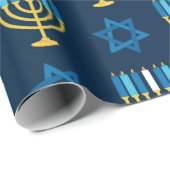 Hanukkah Holiday Jüdische Dekoration Muster Gesche Geschenkpapier (Rolleneckpunkt)