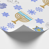 Hanukkah Icons Wrapping Paper | Menorah  Geschenkpapier (Ecke)