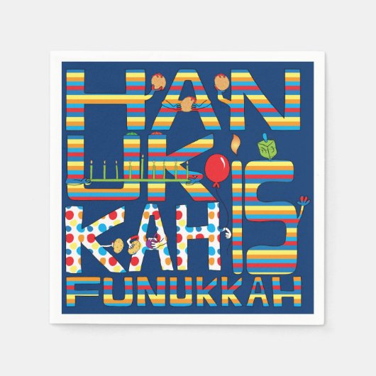 Hanukkah ist Funukkah Streifen Serviette (Vorderseite)