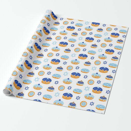 Hanukkah Jelly Donut Star von David Wrapping Paper Geschenkpapier (Ungerollt)
