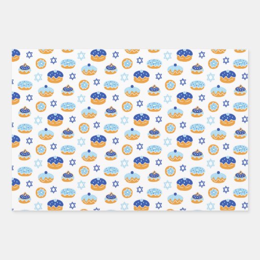Hanukkah Jelly Donut Star von David Wrapping Paper Geschenkpapier Set (Vorderseite)