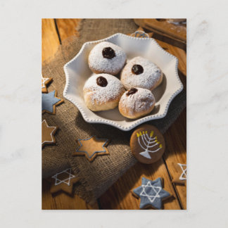 Hanukkah Jelly Donuts Post Card Postkarte