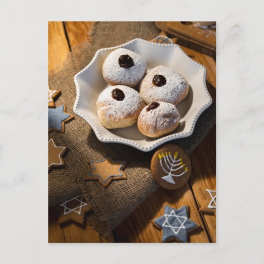 Hanukkah Jelly Donuts Post Card  Postkarte (Vorderseite)