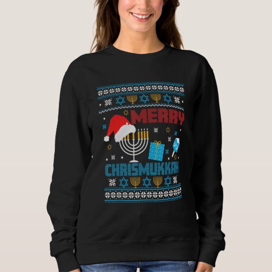 Hanukkah Jewish Christmas Chrismukkah Sweater Sweatshirt (Vorderseite)