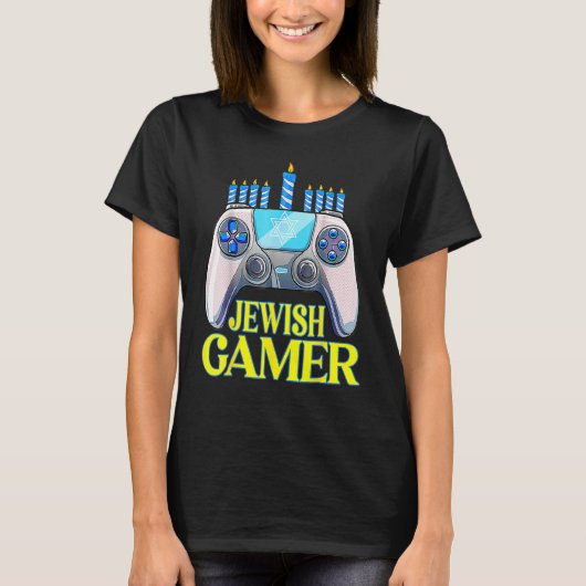 Hanukkah Jewish Gamer Video Game Weihnachten Weihn T-Shirt (Vorderseite)
