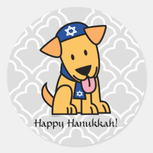 Hanukkah Jewish Labrador Retriever Puppy Dog Runder Aufkleber