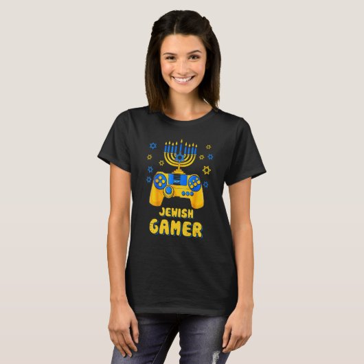 Hanukkah Jewish Video Game Controller Gamer Chanuk T-Shirt (Vorne ganz)