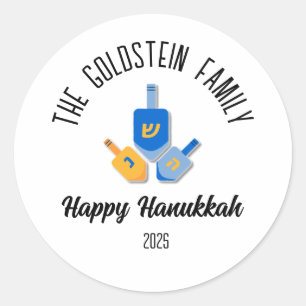 Hanukkah Jüdische Chanuka Personalisiert Familienn Runder Aufkleber