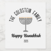 Hanukkah Jüdische Chanuka Personalisiert Familienn Weinetikett (Einzelnes Label)