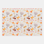 Hanukkah Jüdische Feiertage Klassische Symbole Geschenkpapier Set (Vorderseite)