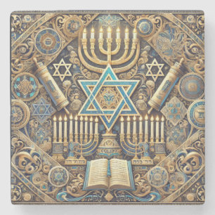 Hanukkah jüdische Servietten Menora  Steinuntersetzer