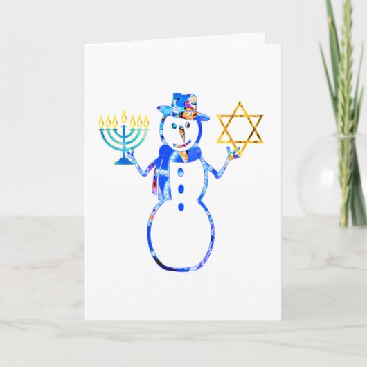 Hanukkah Jüdischer niedlicher Schneemann Menorah S Karte (Vorderseite)