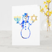 Hanukkah Jüdischer niedlicher Schneemann Menorah S Karte (Gelbe Blume)
